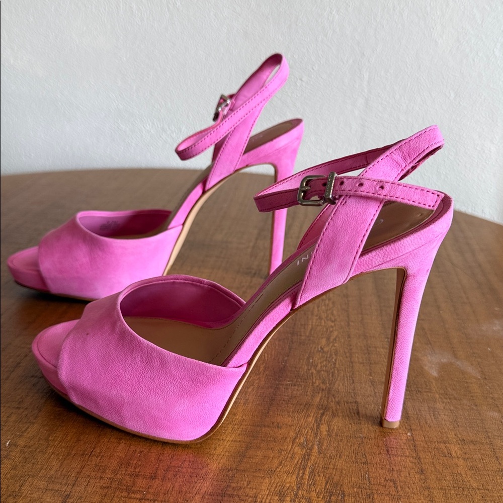Gianni Bini Pink Suede Ankle Stiletto Sandals. - Picture 2 of 8